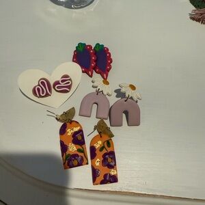 Colorful Handmade Clay Earrings Set